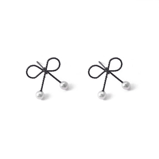 Faux Pearl Bow Ear Stud Earrings Dangle Women Fashion Jewelry Gift for Her