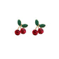Cherries Stud Earrings Women Jewelry Mom Gift Everyday Wear Earrings