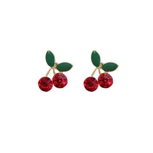 Cherries Stud Earrings Women Jewelry Mom Gift Everyday Wear Earrings
