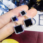Rhinestone Black Color Square Jewelry Fashion Dangle Earrings for Girls Party Birthday Gift