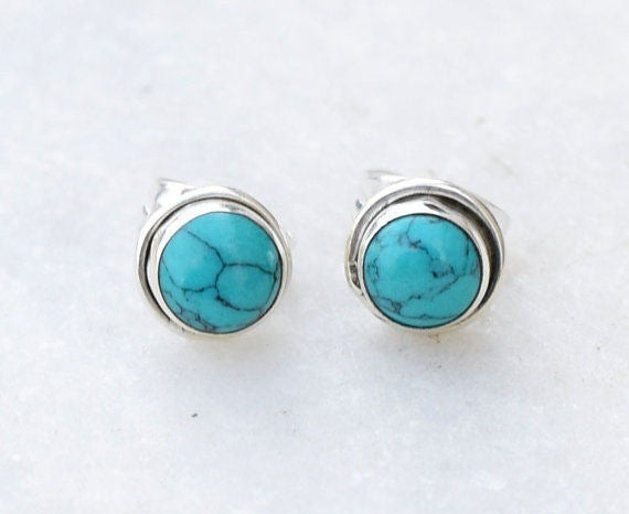 Retro Turquoise Stud Earrings Women Fashionable Luxurious Earrings Jewelry