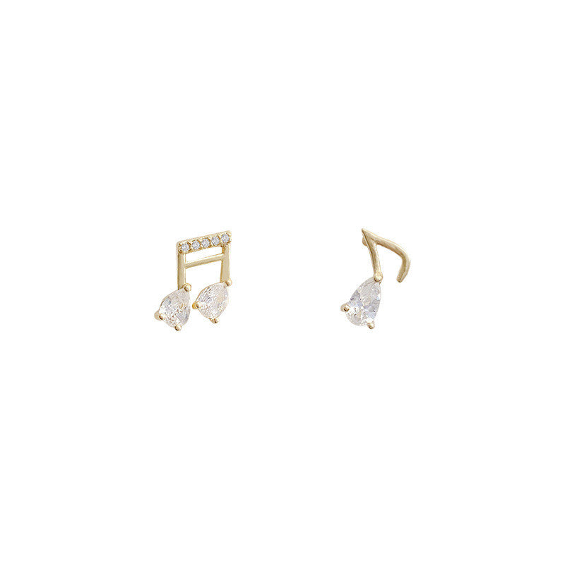 Rhinestone Music Note Stud Earrings Women Jewelry Mom Gift Everyday Wear