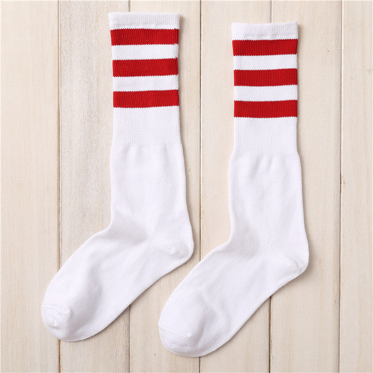 Three-bar Socks In Autumn And Winter Horizontal Strips In The Long Tube