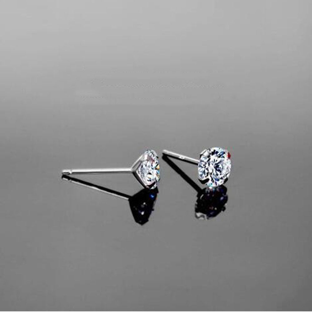 Stud Earrings 925 Sterling Silver Fashion Shiny Crystal Star Ladies Jewelry Women Classic Studs