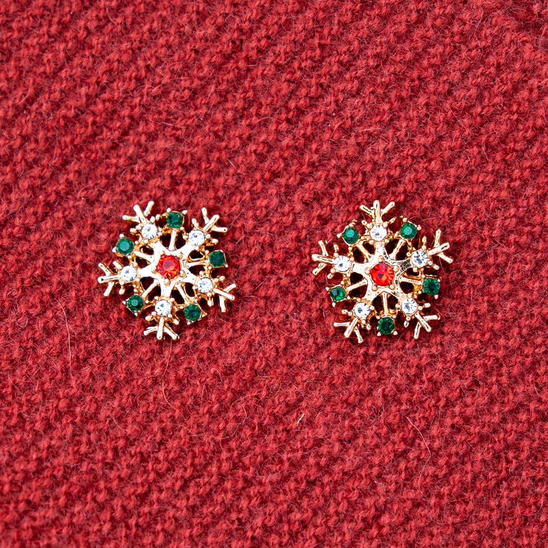 Colorful Snowflake Stud Earrings Female Girl Fashion Earrings Birthday Holiday