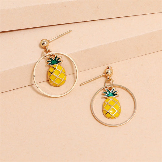 Pineapple Charm Dangle Fashion Earrings for Women Stylish Party Jewelry Gift