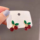 Cherries Stud Earrings Women Jewelry Mom Gift Everyday Wear Earrings