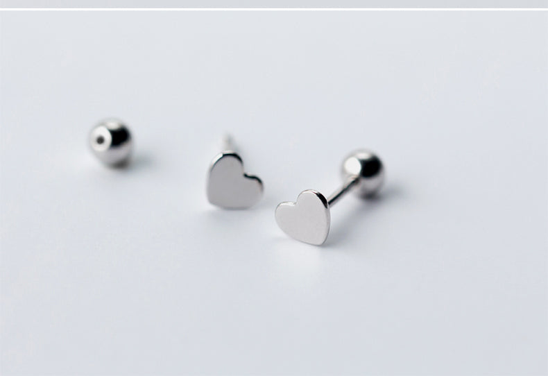 Silver Heart Stud Earring Women Fashion Shape Jewelry Gift Accessory Girls Modern Studs Earrings