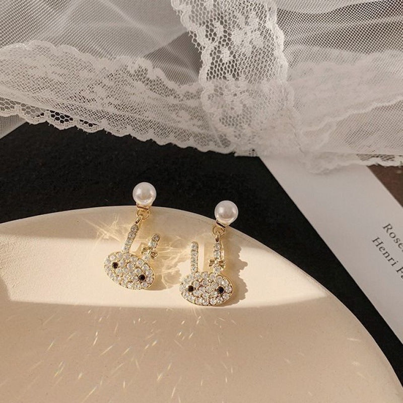 Rabbit Smile Stud Earrings for Women Girls Fashion Earrings Piercing Jewelry