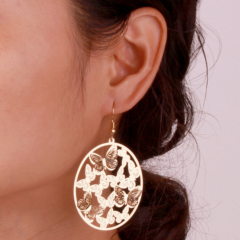 Butterflies Ring Gift Earring Dangle Women Fashion Jewelry Jewellery