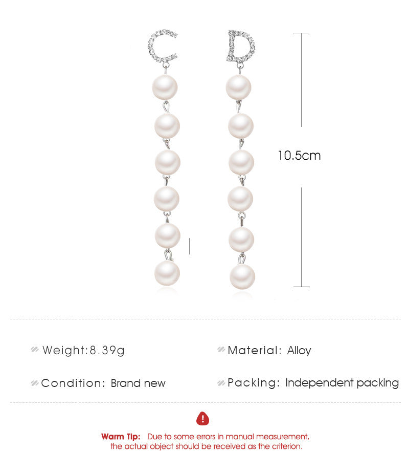C D Letters Faux Pearl Dangling Drop Earring Women Girls Gifts Jewelry Accessories
