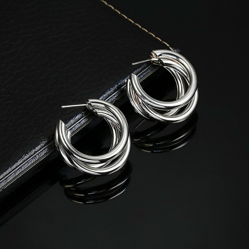 New Style Earrings Personality Cold Wind Metal Ring Ear Buckle Earrings Female C-shaped Earrings Earrings