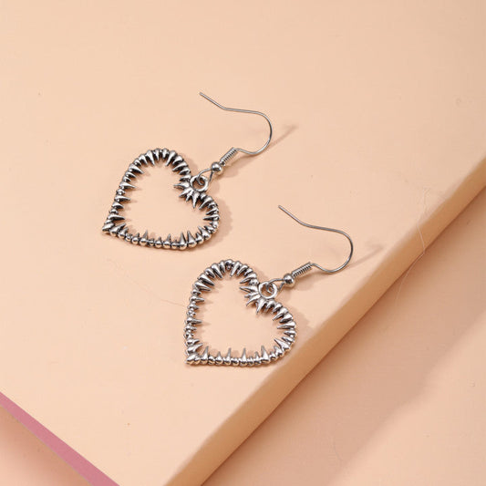 Spiky Heart Ear Drop Earrings Dangle Women Fashion Jewelry Gift for Her