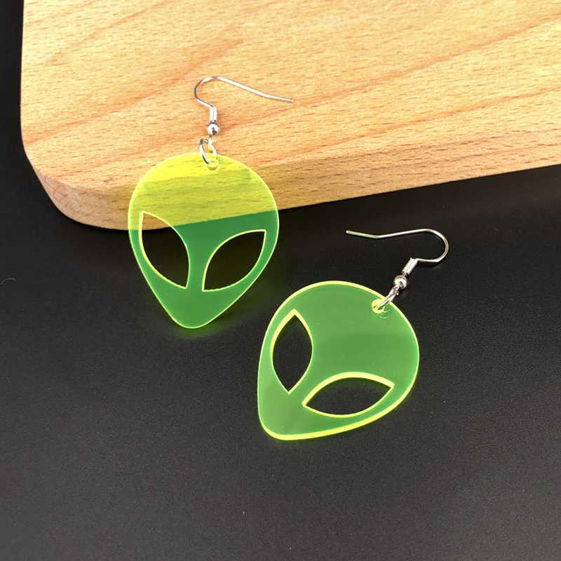 Green Alien Dangle Earrings Jewelry Accessories Girls Fashion Accessory