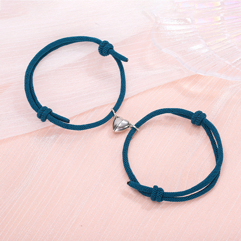 Simple Alloy Love Magnets Attracting Couple Bracelets