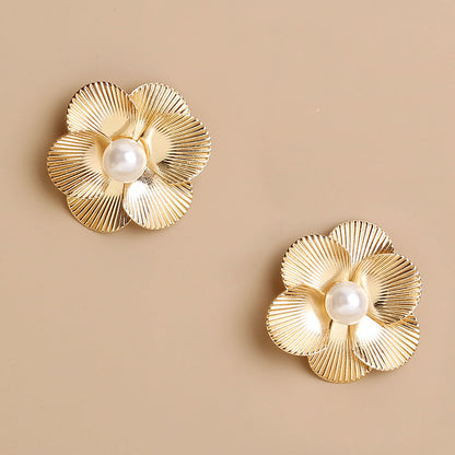 Shell Pattern Flower Stud Earrings Female Girl Fashion Earrings Birthday Holiday