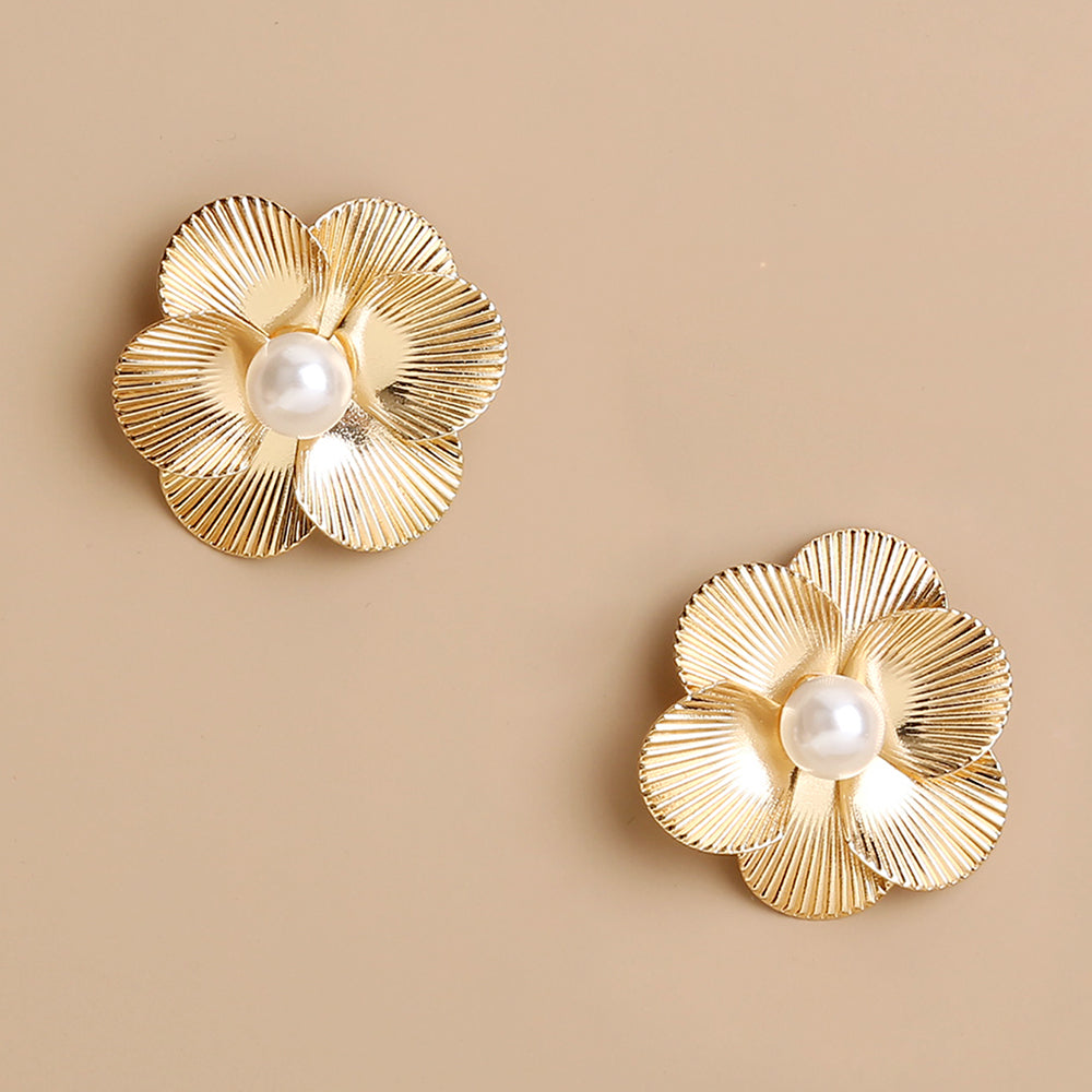 Shell Pattern Flower Stud Earrings Female Girl Fashion Earrings Birthday Holiday