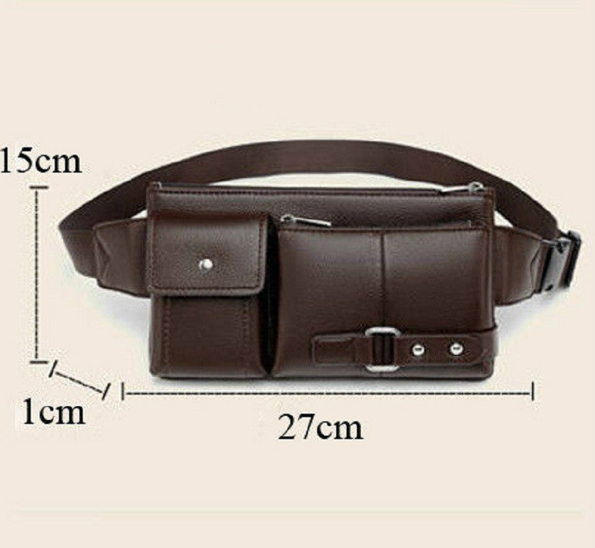 Men's Belt Bag Classic Solid Color PU Leather Waist Bag Outdoor Leisure Travel Fanny Pack Purse