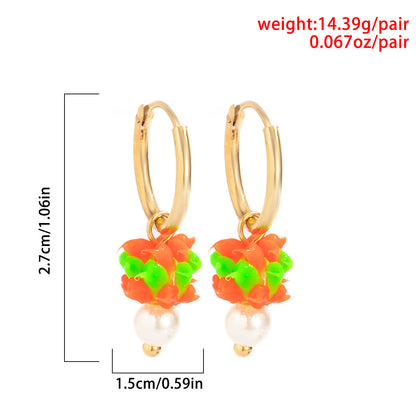 Green Red Detail Drop Earrings Cute Dangle Earrings Women Jewelry Gift for Her