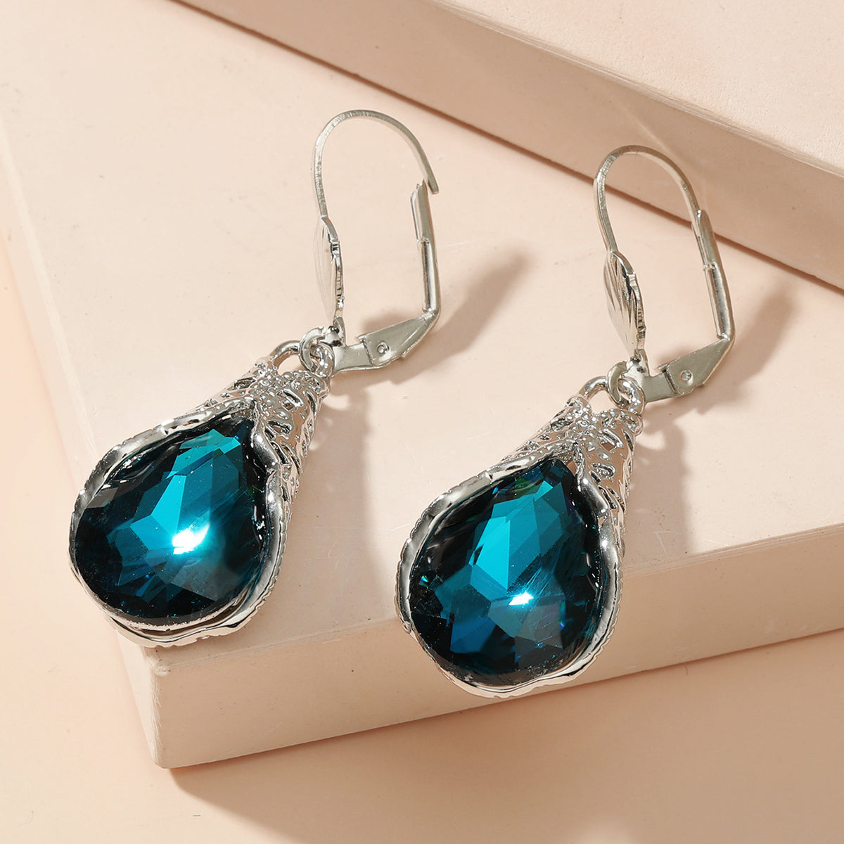 Deep Ocean Blue Drop Ear Dangle Fashion Earrings for Women Party Jewelry Gift