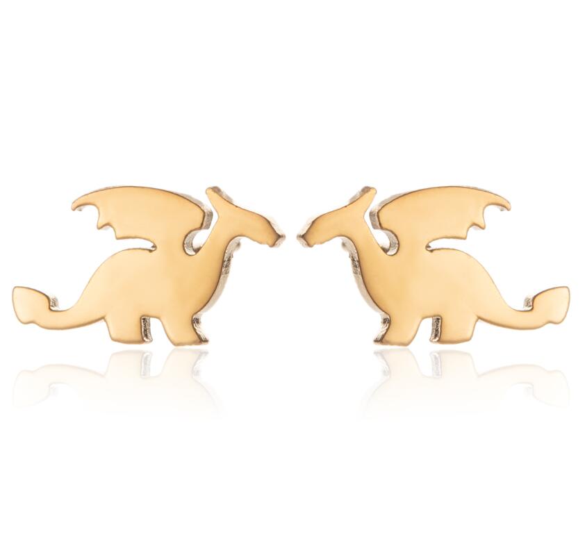 Dragon Stud Earrings Small Cute Earing Jewelry Stainless Steel Cartoon Studs Gifts Fashion Party Accessories