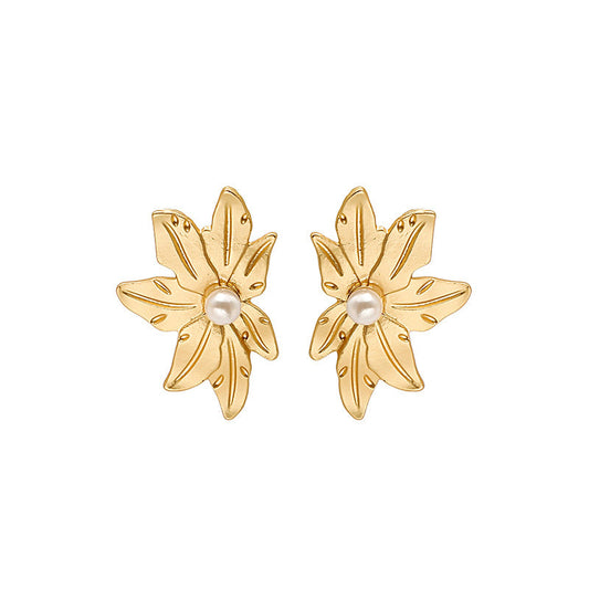 Leaf Design Stud Earrings Accessories Gift Women Girl Fashionable Jewelry