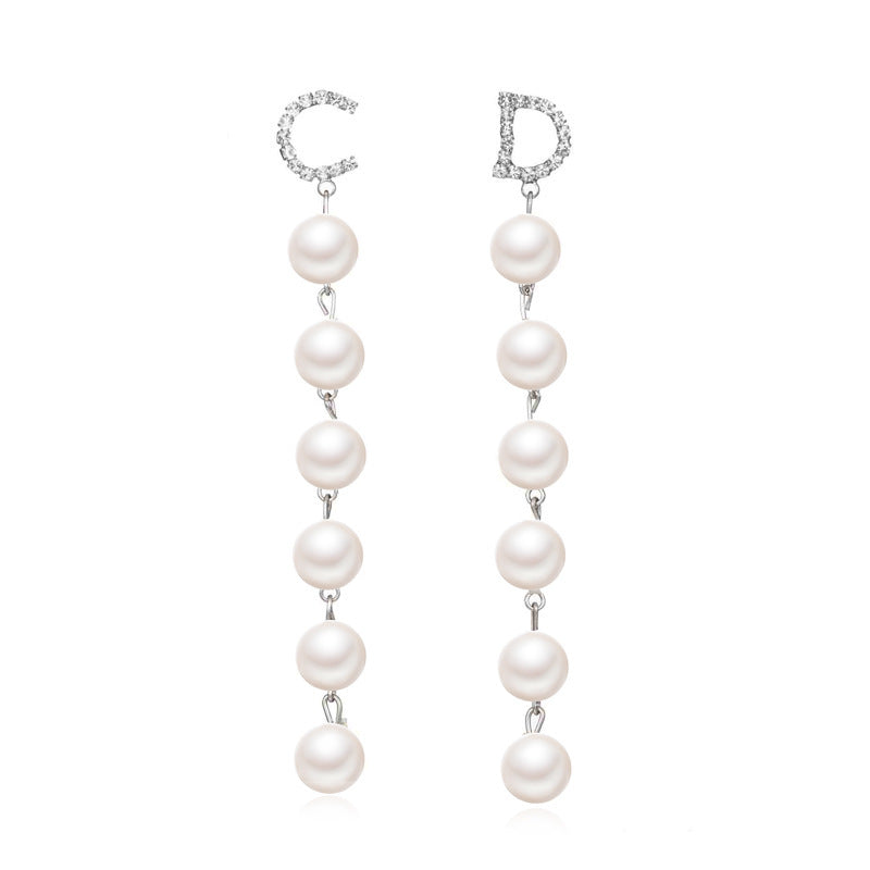 C D Letters Faux Pearl Dangling Drop Earring Women Girls Gifts Jewelry Accessories