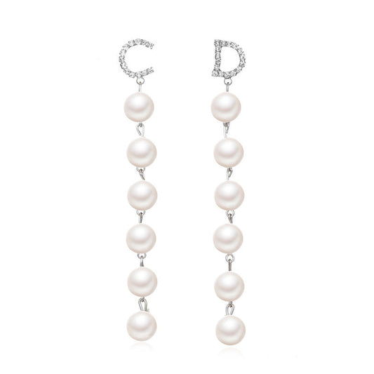 C D Letters Faux Pearl Dangling Drop Earring Women Girls Gifts Jewelry Accessories