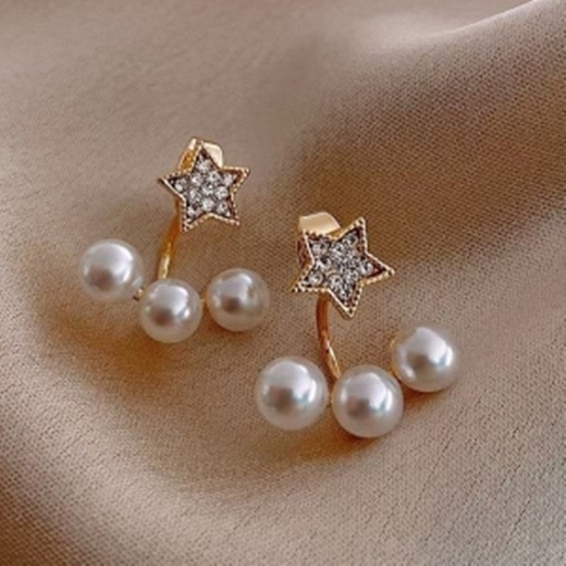 Pearls and Star Stud Earrings for Girls Women Stud Jewelry Gift Accessories