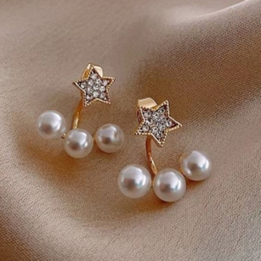 Pearls and Star Stud Earrings for Girls Women Stud Jewelry Gift Accessories