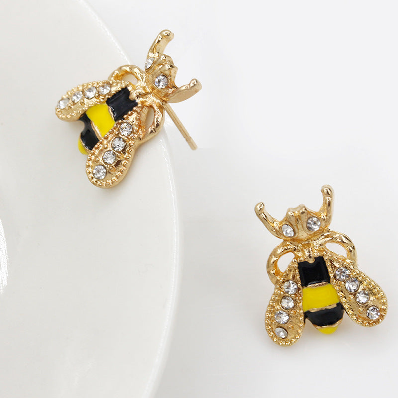 Yellow Black Bee Jewelry Stud Earrings Modern Fashion Women Earrings Piercing