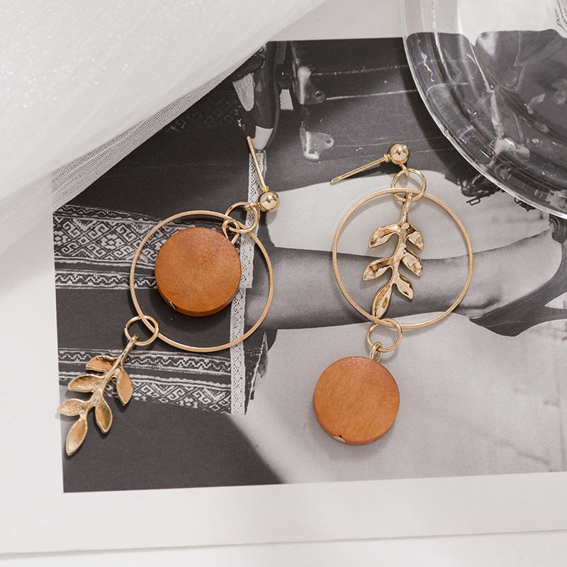 Leaf Wooden Pendant Dangling Drop Earrings Women Girls Gifts Jewelry Accessories