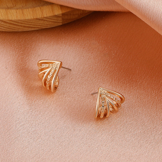 Fan Shaped Stud Earrings Women Jewelry Gift for Her Accessories