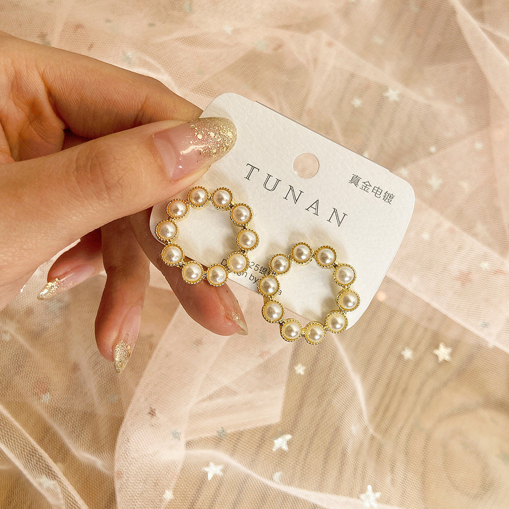 Faux Pearl Ring Gift Earrings Dangle Women Fashion Jewelry Jewellery