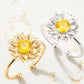 Korean Style Daisy Flower Elegant Opening Rings Women Adjustable Wedding Party Engagement Finger Rings Statement Jewelry Gift