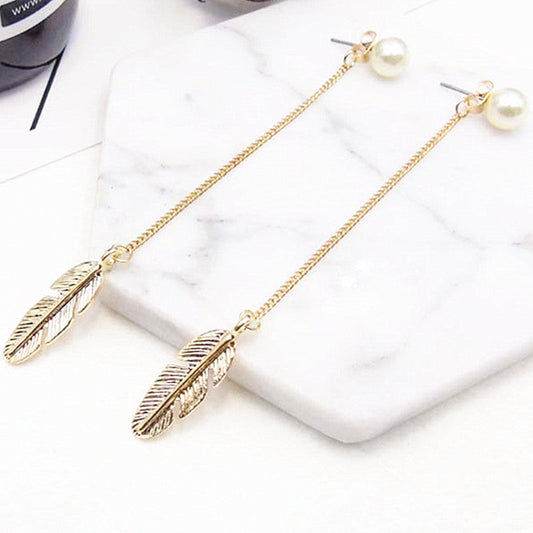 Feather Pendant Dangle Earrings Cute Summer Earring Jewelry Gift for Her