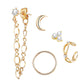 5pc Set Moon Ear Cuff Stud Earrings Women Girls Gifts Jewelry Accessories