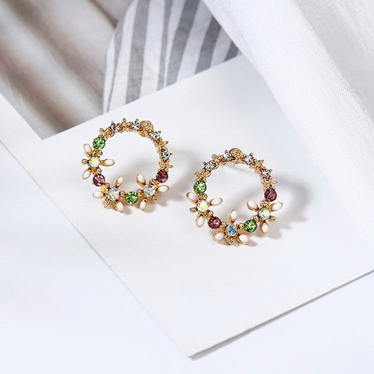 Flower Vine Wreath Stud Earrings Women Jewelry Mom Gift Everyday Wear Earrings