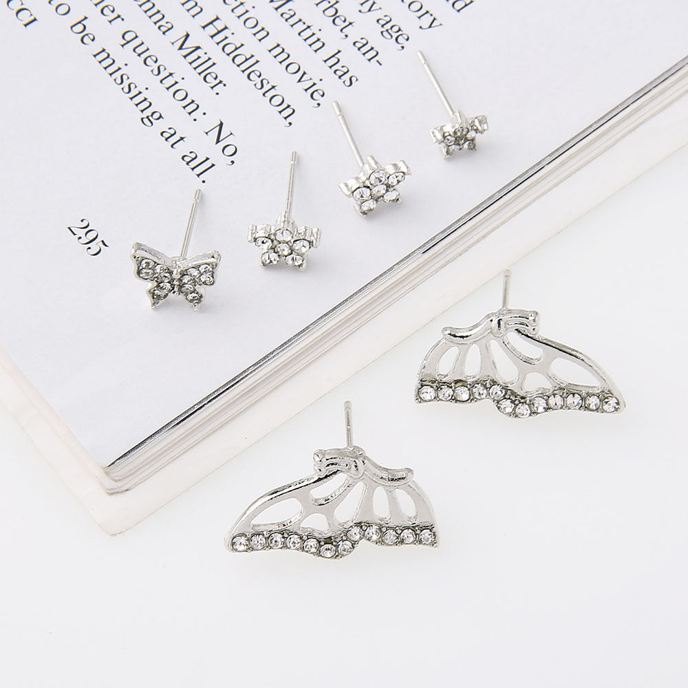 6pcs Set Butterfly Wings Flowers Stud Earrings Women Jewelry Mom Gift Everyday