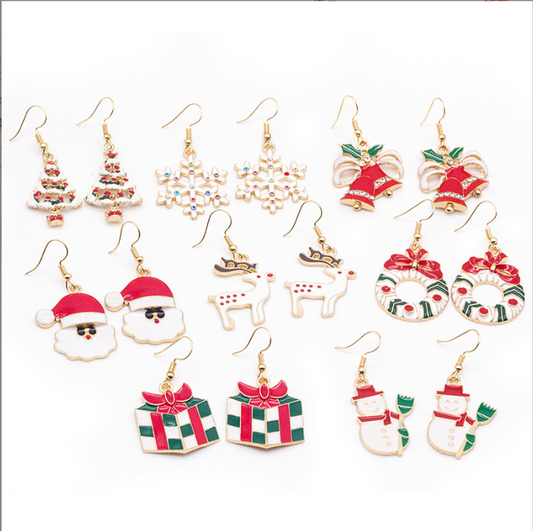 Christmas  Cartoon Dripping Oil Color Earrings