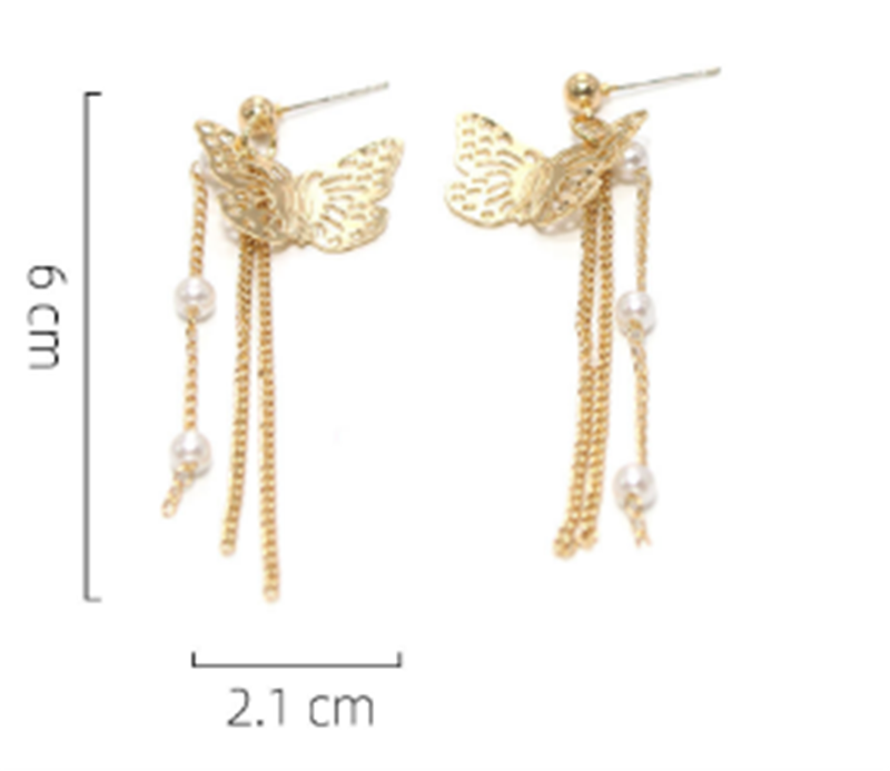 Butterfly Chain Tassel Stud Earrings for Girls Women Stud Jewelry Gift