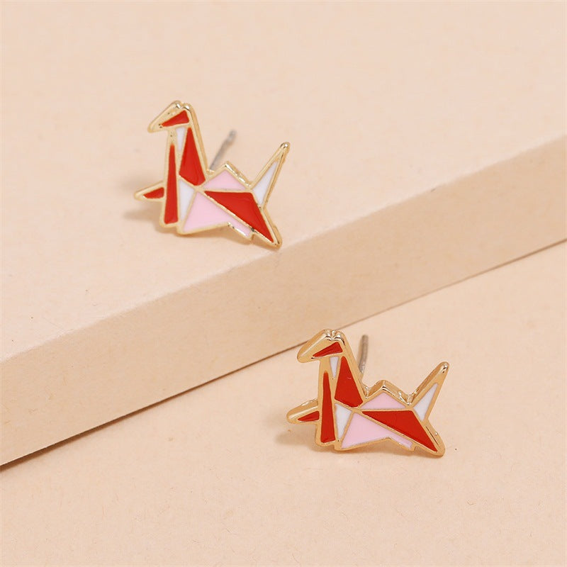 Paper Bird Stud Earrings Women Fashionable Luxurious Earrings Jewelry