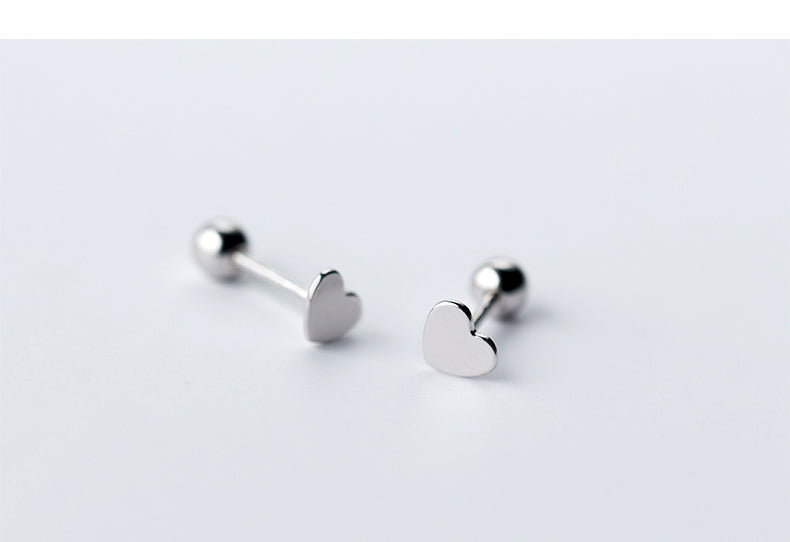 Silver Heart Stud Earring Women Fashion Shape Jewelry Gift Accessory Girls Modern Studs Earrings