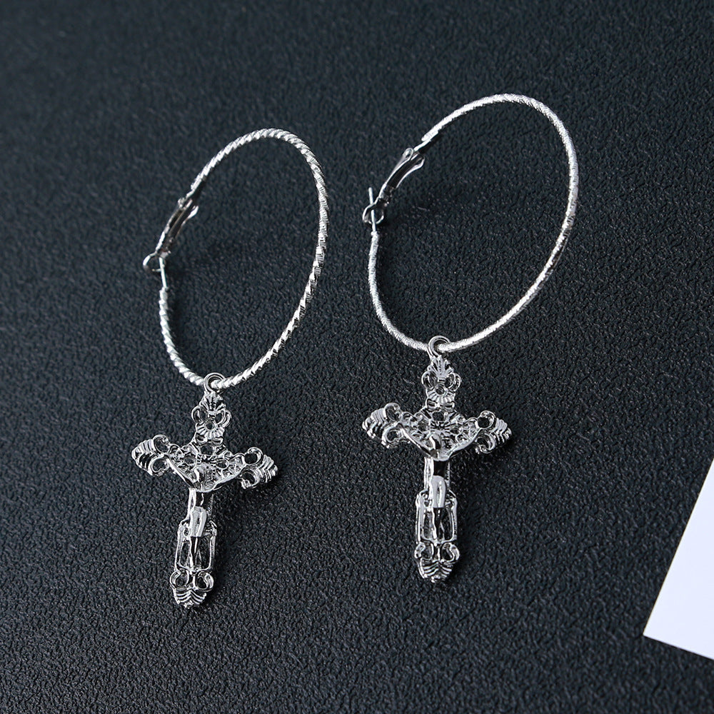 Cross Hoop Earrings Cute Dangle Earrings Women Jewelry Gift for Her