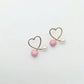 Pink Ball Heart Design Stud Earrings Women Girls Gifts Jewelry Accessories