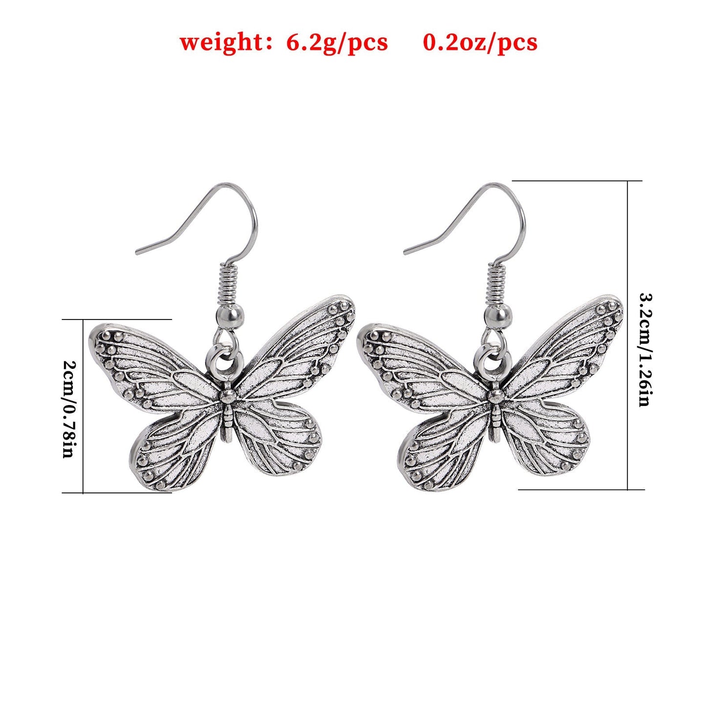 Textured Butterfly Dangle Earrings Special Gift for Women Girl Fashion Jewelry