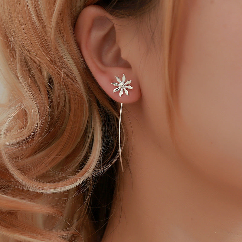 Flower Stem Stud Earrings Women Jewelry Mom Gift Everyday Wear Earrings