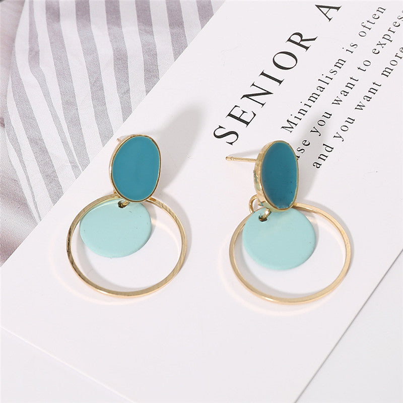 Mint Blue Geometric Jewelry Fashion Dangle Earrings for Girls Party Birthday Gift