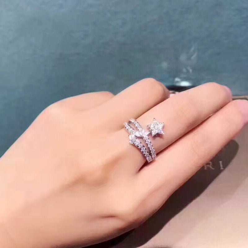 Micro Inlaid Five Pointed Star European And American Fashion Engagement Ring