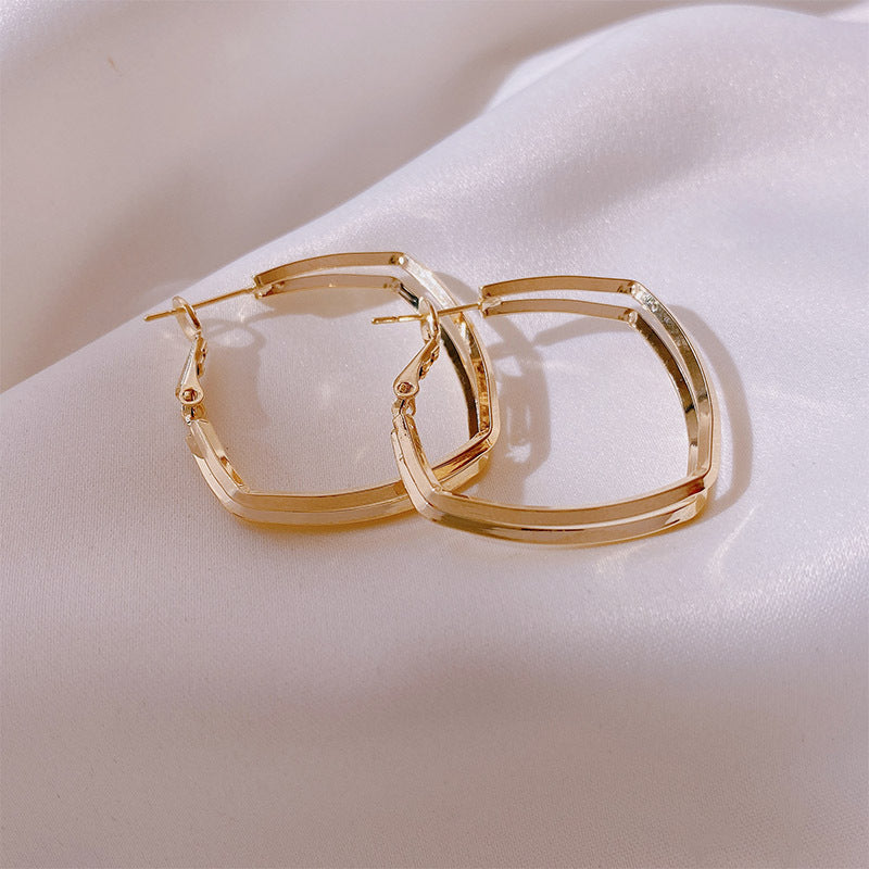 Smooth Square Design Hoop Earrings Women Girls Gifts Jewelry Accessories